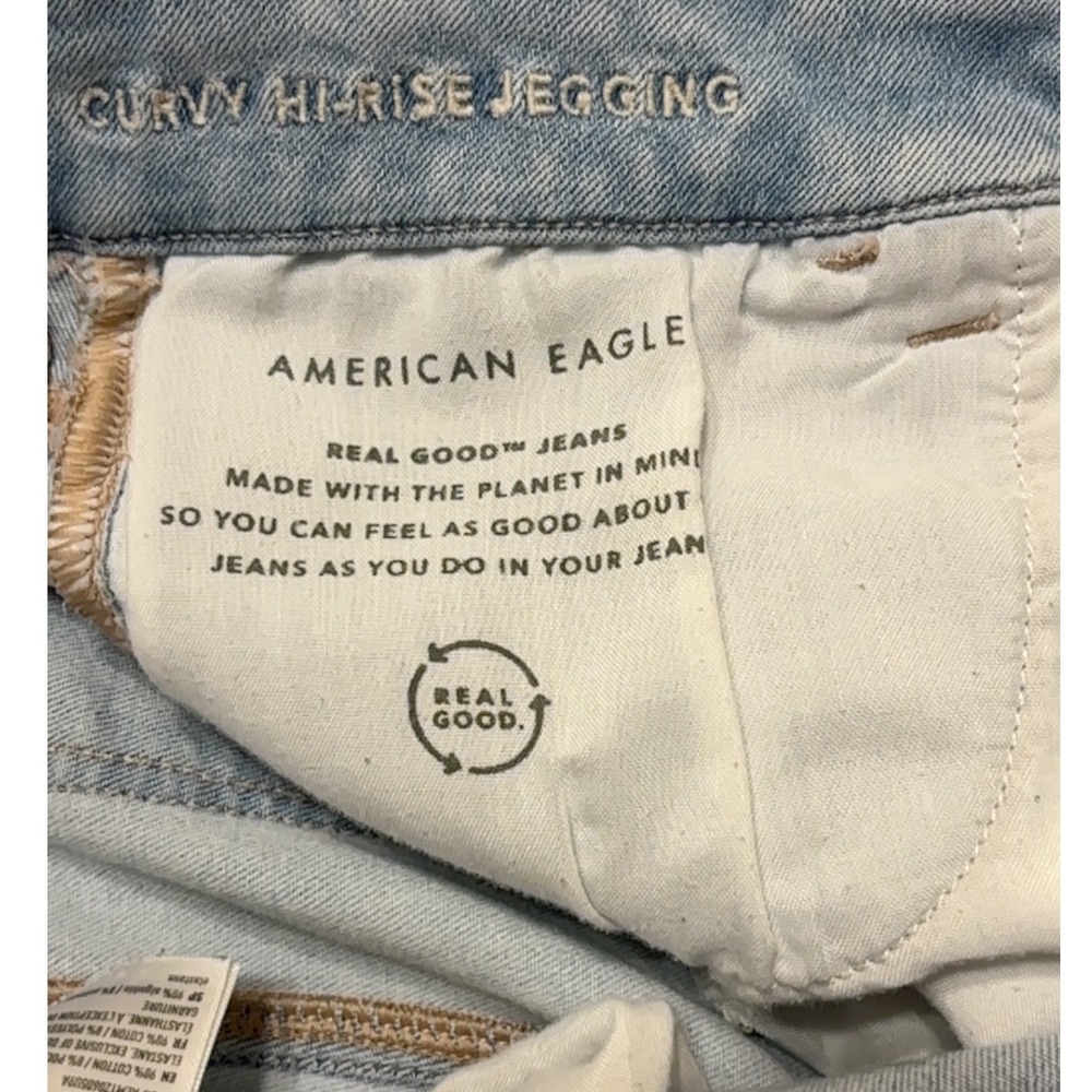 American Eagle Curvy Hi-Rise Jegging Ripped Distressed Jeans Size 10‎ 27" Waist - Picture 3 of 11